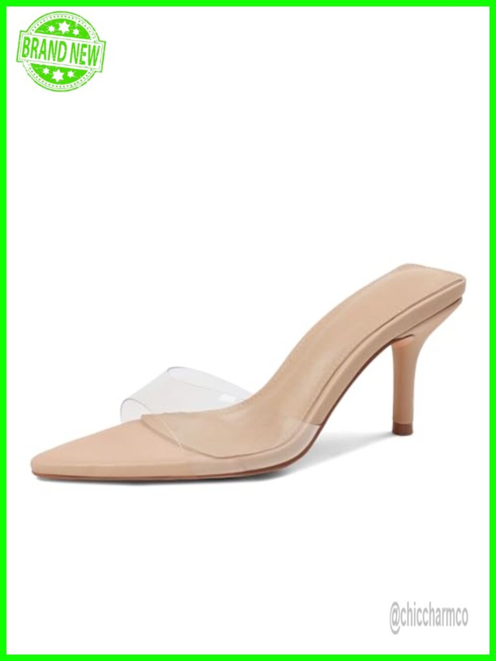 Kitten Heels Mules Pointed Toe Slingback Heeled Sandals